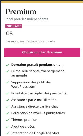 prix WordPress Premium