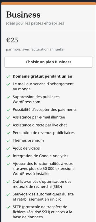 forfait WordPress Business